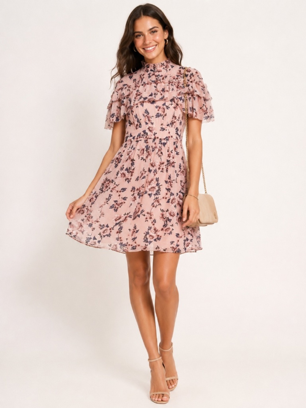 Kate Spade Women's‎ Pink Floral Silk Ruffle Prairie Rose Dress Size 10 MSRP $448